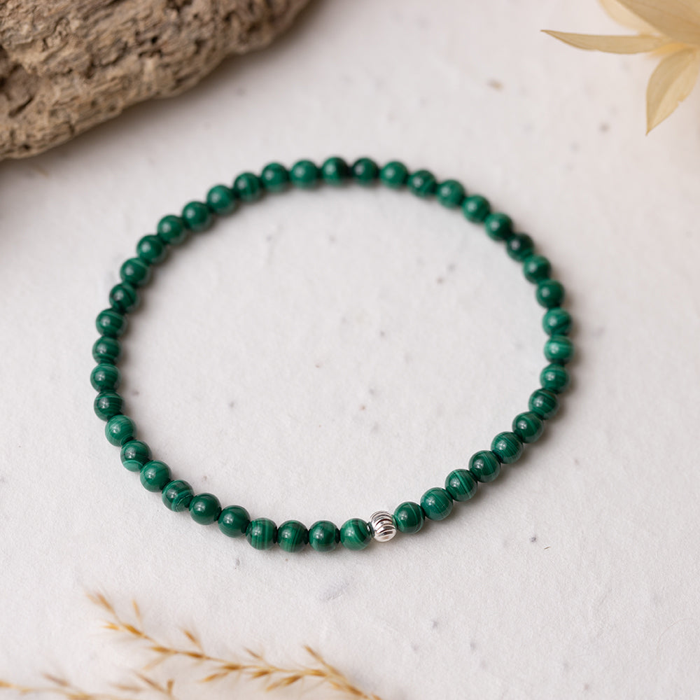 Malachite Gemstone Bracelet 4mm