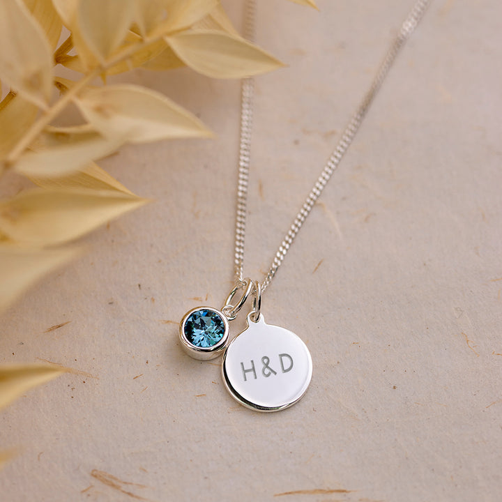 Personalised March Birthstone Necklace - Aquamarine Crystal