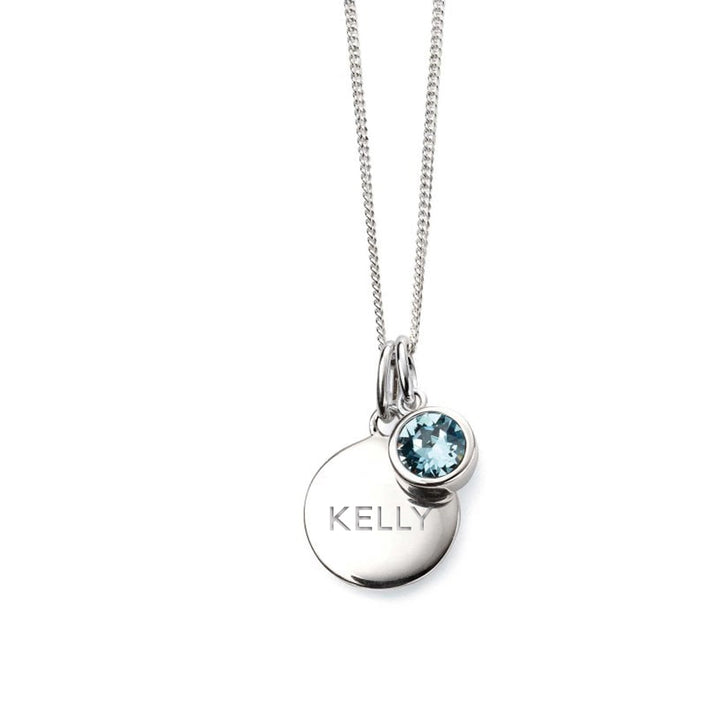 Personalised March Birthstone Necklace - Aquamarine Crystal