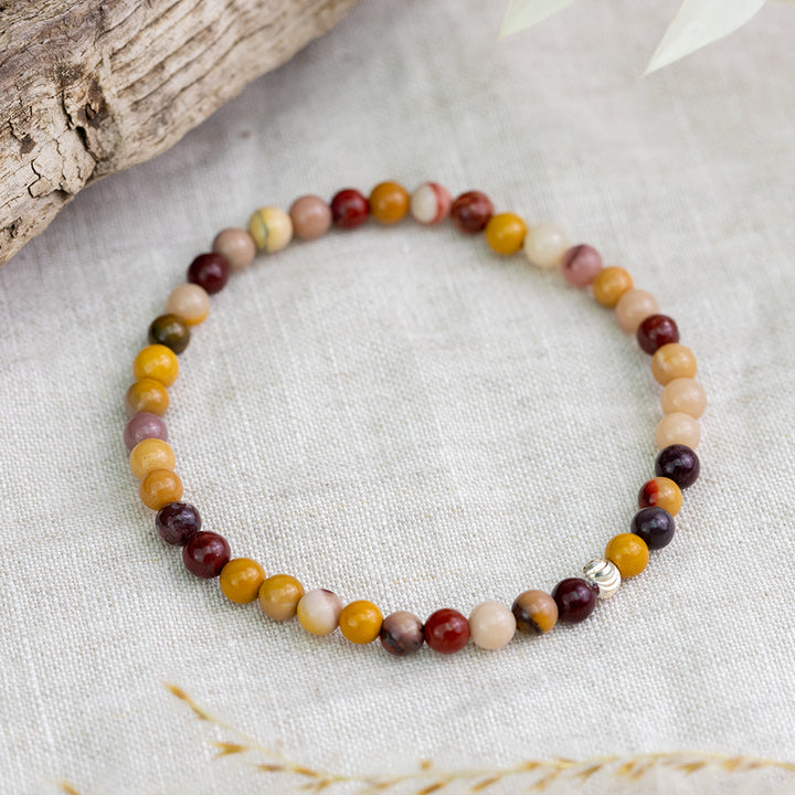 Mookaite Jasper Gemstone Bracelet 4mm - Djuna Studios