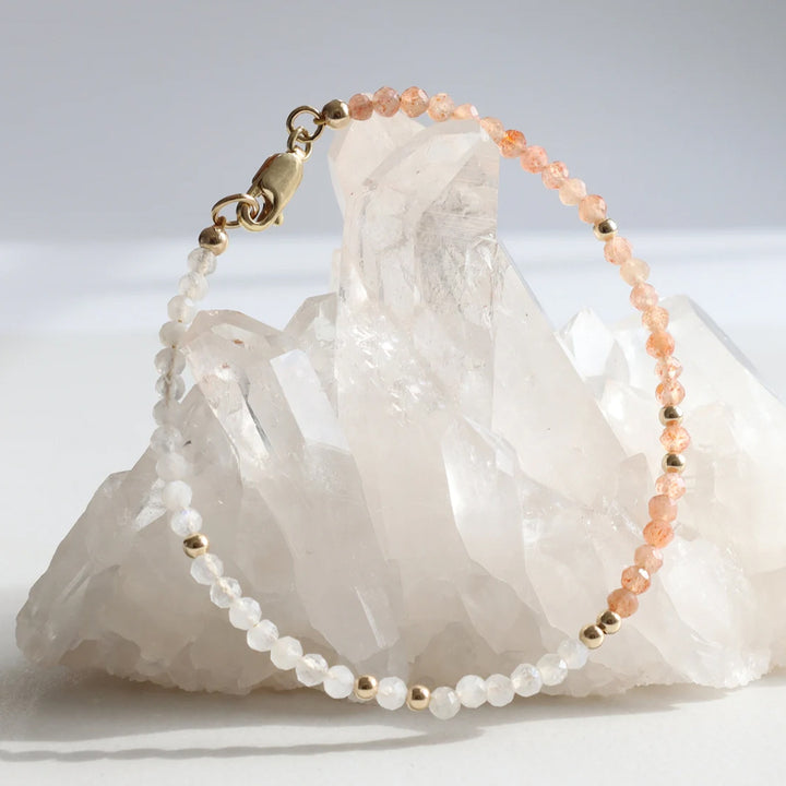 Moonstone and Sunstone Dainty Bracelet - Djuna Studios