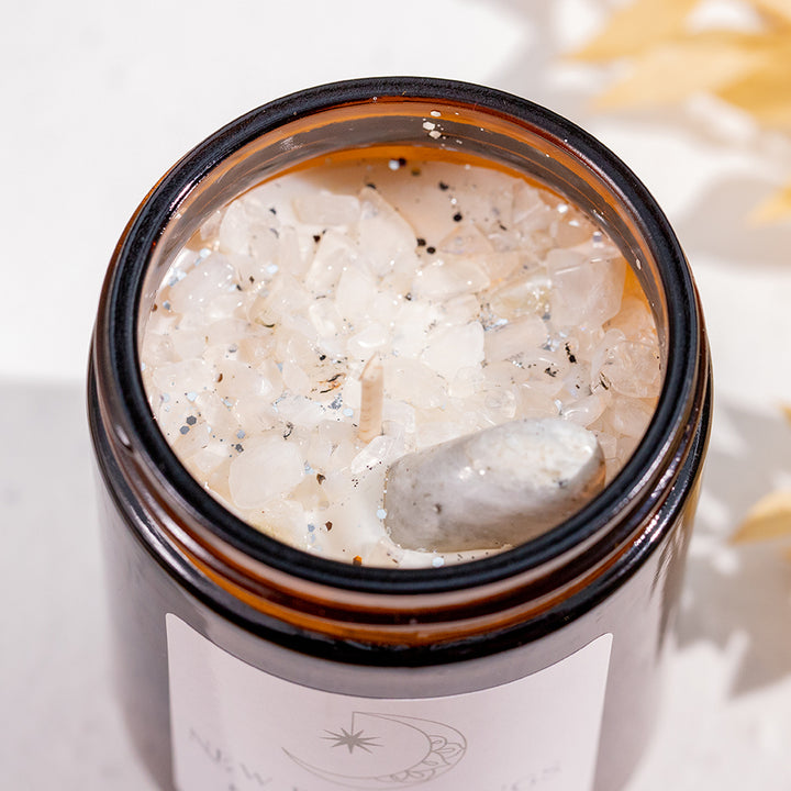 Moonstone Crystal Candle - New Beginnings - Djuna Studios