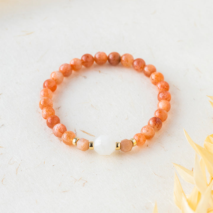 Sunstone and Moonstone Gemstone Bracelet 6mm