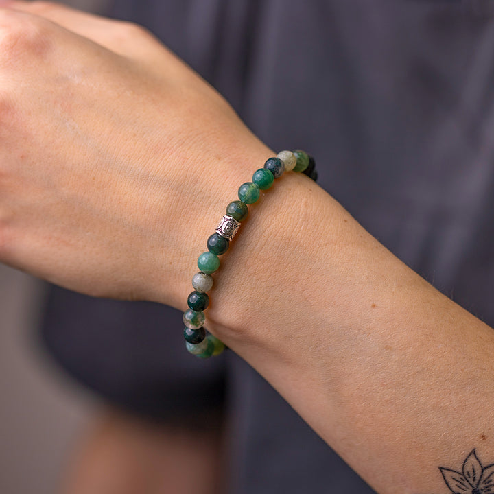 Moss Agate Gemstone Bracelet 6mm - Djuna Studios
