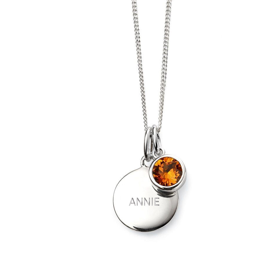 Personalised November Birthstone Necklace - Topaz Crystal