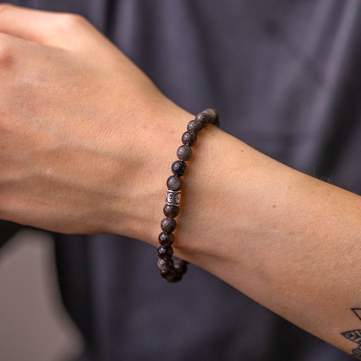 Silver Sheen Obsidian Gemstone Bracelet 6mm - Djuna Studios