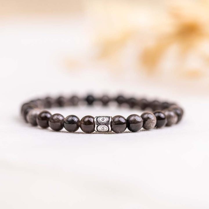Silver Sheen Obsidian Gemstone Bracelet 6mm - Djuna Studios
