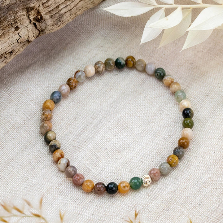 Ocean Jasper Beaded Beaded Bracelet with 4mm Beads