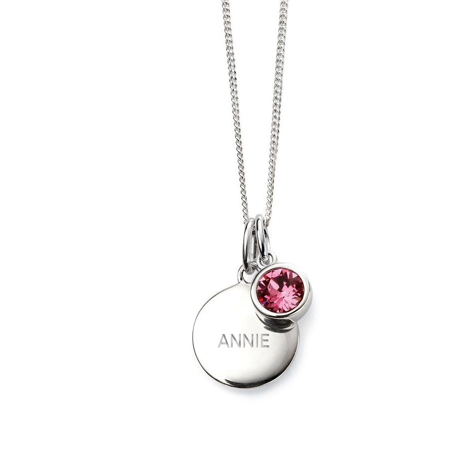 Personalised October Birthstone Necklace - Rose Crystal