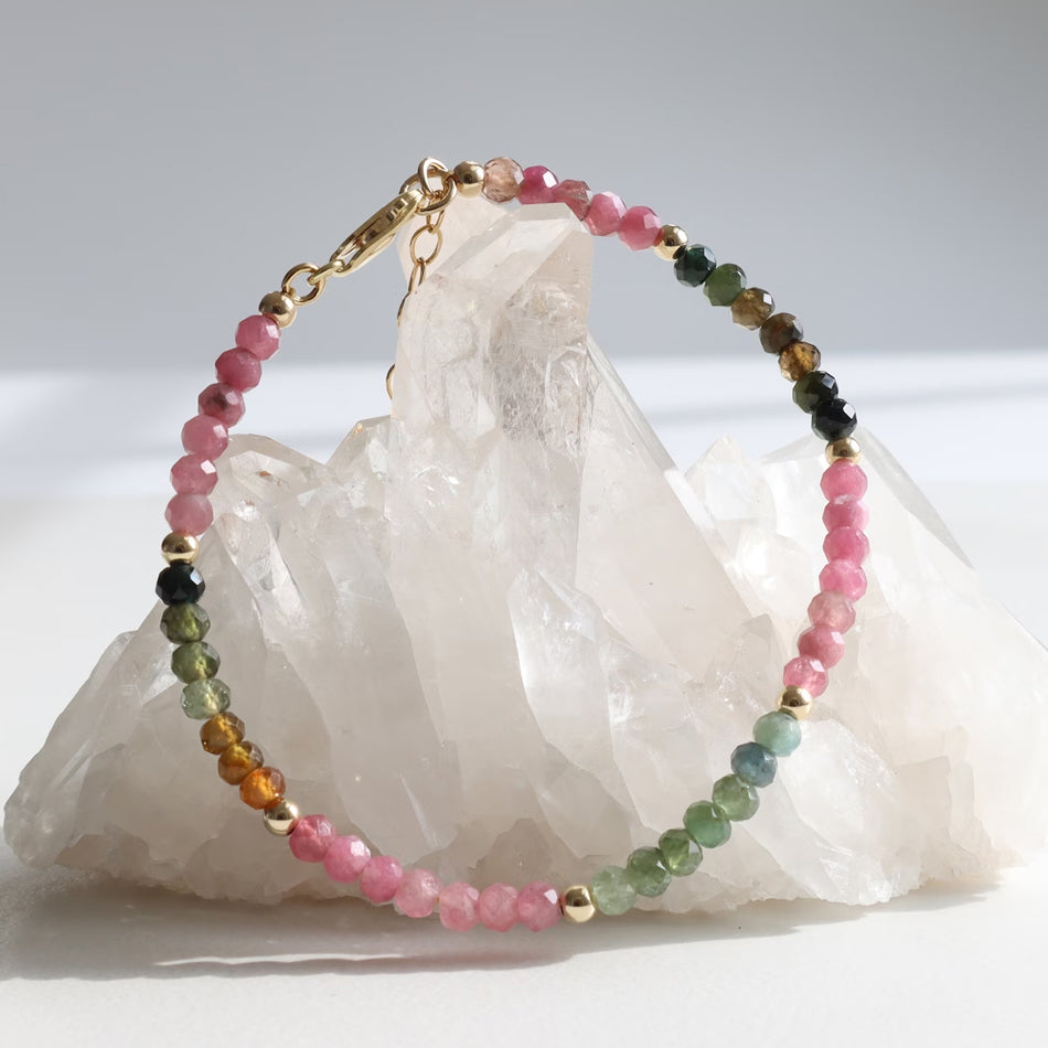 Rainbow Tourmaline Dainty Bracelet - Djuna Studios