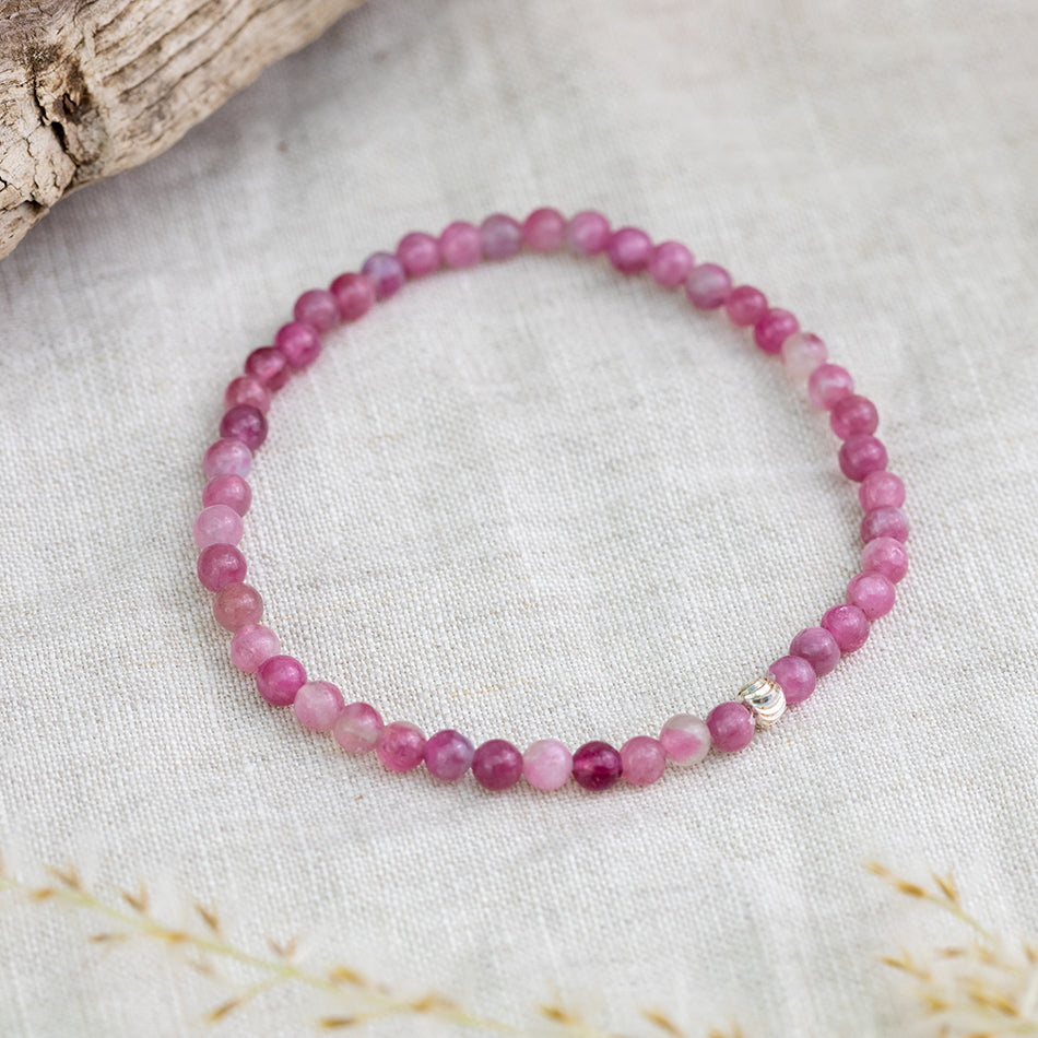 Pink Tourmaline Crystal Bracelet Semi-Precious Gemstone Bracelet