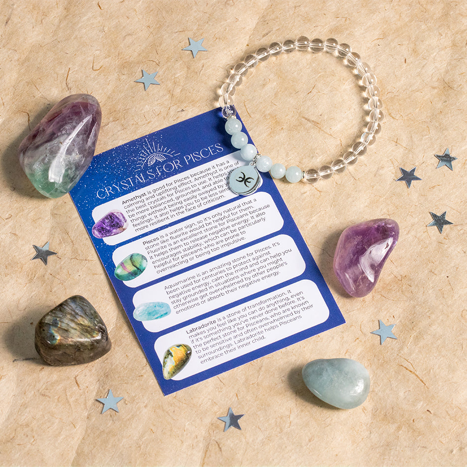 Pisces Zodiac Gift Set with Crystal Bracelet - Djuna Studios