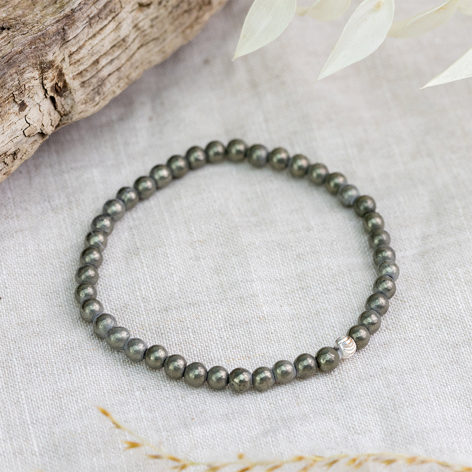 Pyrite Healing Bracelet with 4mm Beads