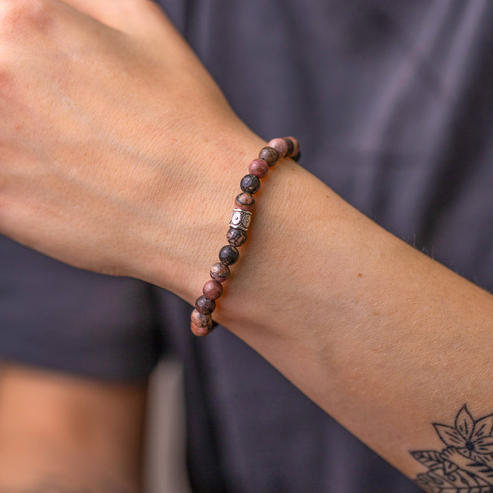 Rhodonite Gemstone Bracelet 6mm - Djuna Studios