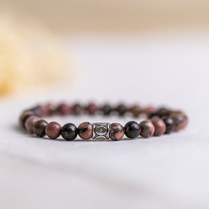 Rhodonite Gemstone Bracelet 6mm - Djuna Studios