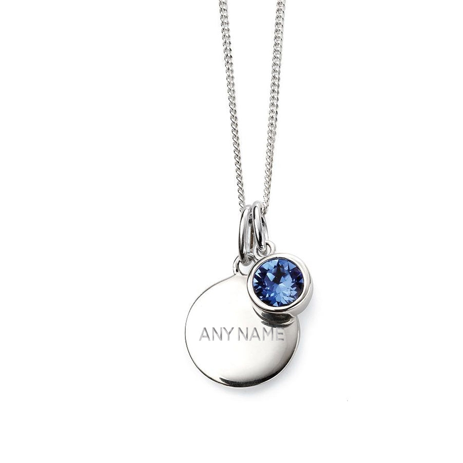 Personalised September Birthstone Necklace - Sapphire Crystal