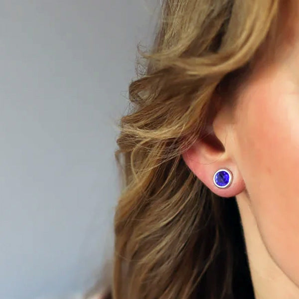 September Birthstone Earrings - Sapphire Crystal - Djuna Studios