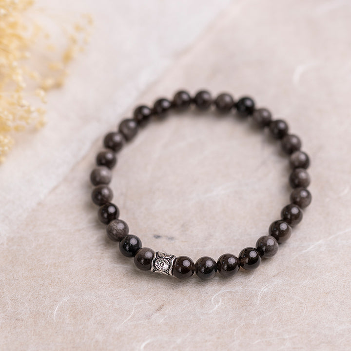 Silver Sheen Obsidian Gemstone Bracelet 6mm - Djuna Studios