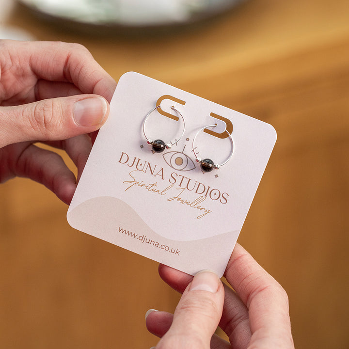 Smoky Quartz Minimalist Hoop Earrings - Djuna Studios