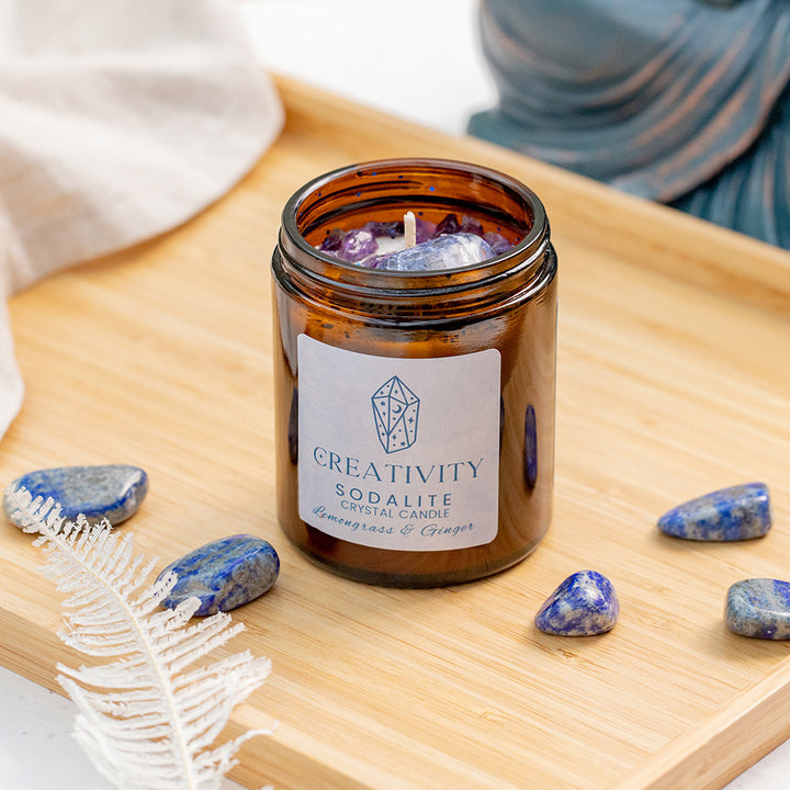 Sodalite Crystal Candle - Creativity - Djuna Studios