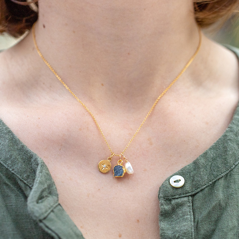 Tanzanite North Star Charm Necklace - December Birthstone - Djuna Studios