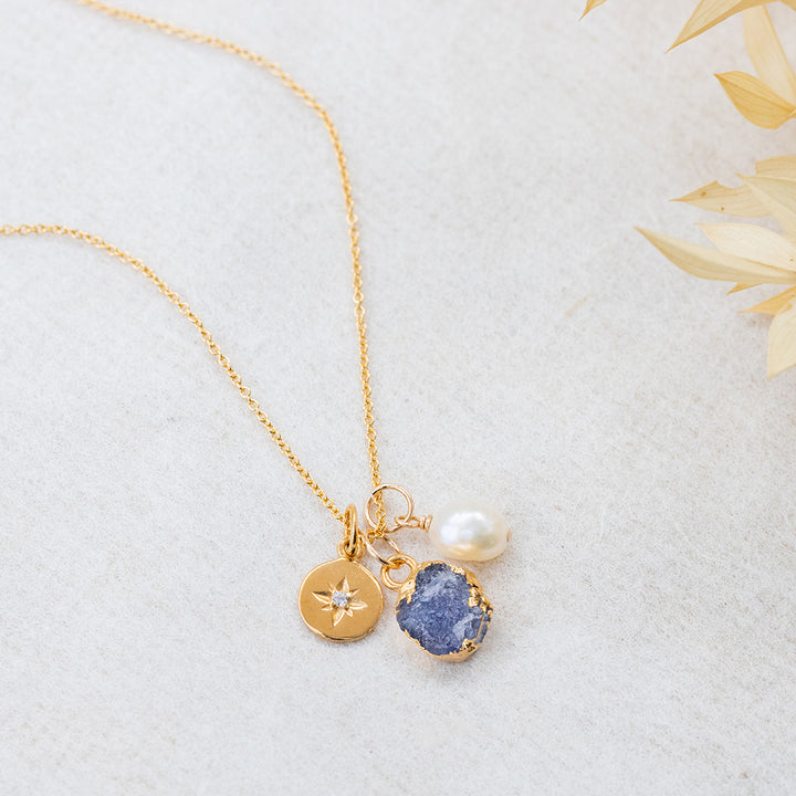 Tanzanite North Star Charm Necklace - December Birthstone