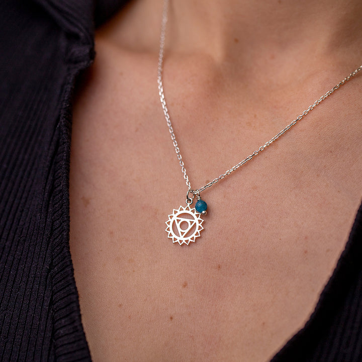 Throat Chakra Necklace with Blue Apatite Charm - Djuna Studios