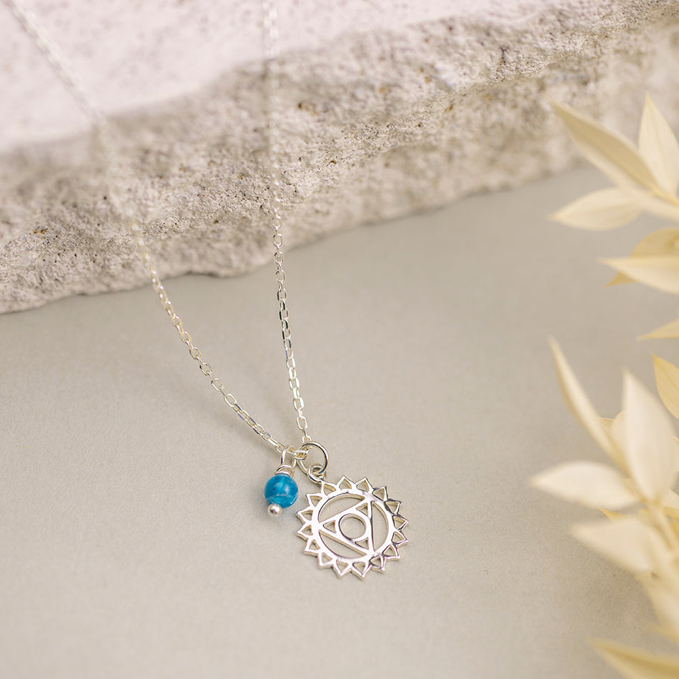 Throat Chakra Necklace with Blue Apatite Charm - Djuna Studios