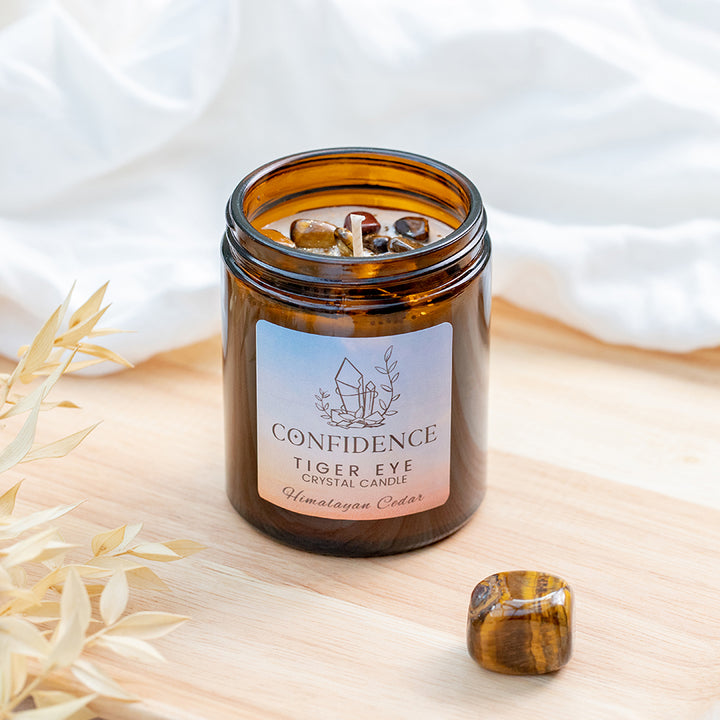 Tiger Eye Crystal Candle - Confidence - Djuna Studios