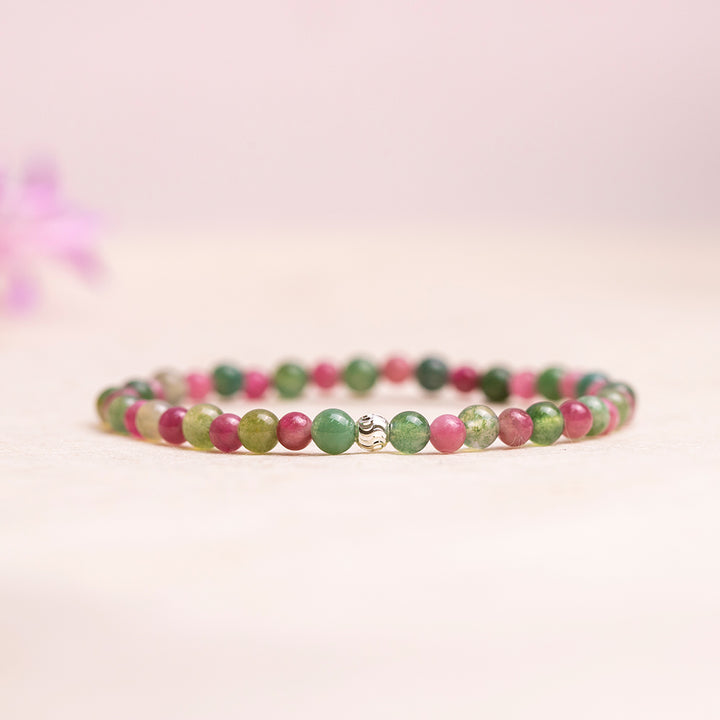 Tourmaline and Moss Agate Gemstone Bracelet 4mm - Djuna Studios