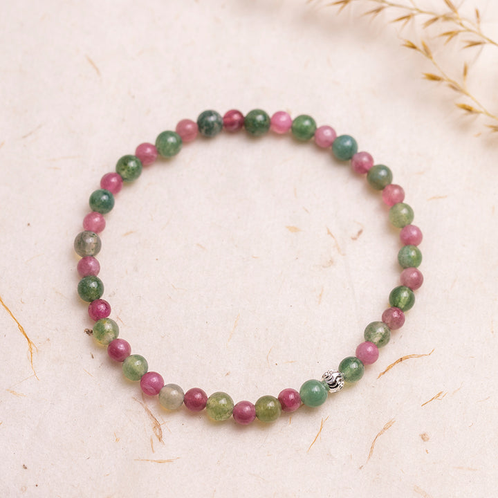 Tourmaline and Moss Agate Gemstone Bracelet 4mm - Djuna Studios