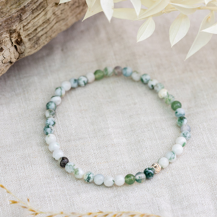 Tree Agate Gemstone Bracelet 4mm