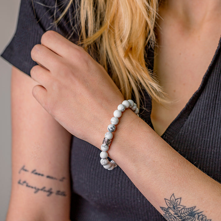 White Howlite Gemstone Bracelet 8mm - Djuna Studios