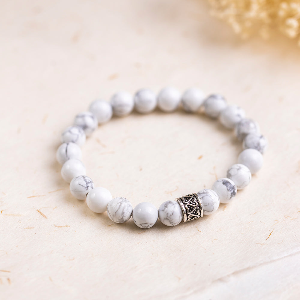 White Howlite Gemstone Bracelet 8mm - Djuna Studios