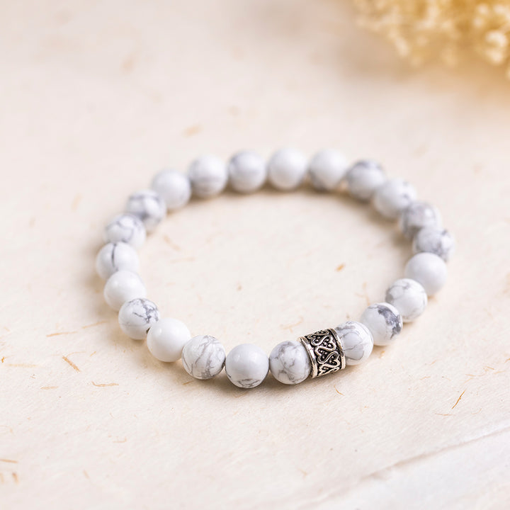 White Howlite Gemstone Bracelet 8mm - Djuna Studios